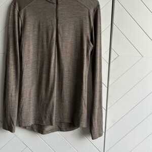 Men's Brown Quarter-Zip performance merino wool base layer